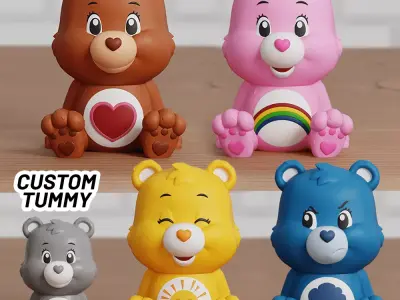 Care Bears Set Chibi Cute 80s Retro Vintage 3D print model