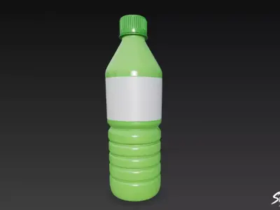 Green Plastic Bottle Low-poly 3D model