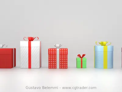 6 Gift Boxes with Wrap Textures 3D model