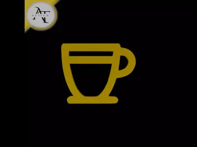 Simple Coffee Cup Symbol - 2D Art Free 3D print model