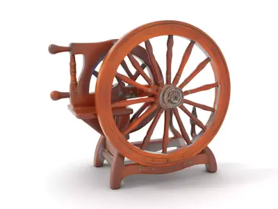 Antique Wooden Spinning Wheel model pack Low-poly 3D model
