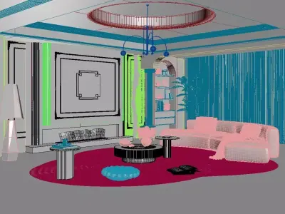 French style living room 3D model