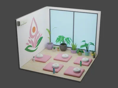 Yoga Room 19 Low-poly 3D model