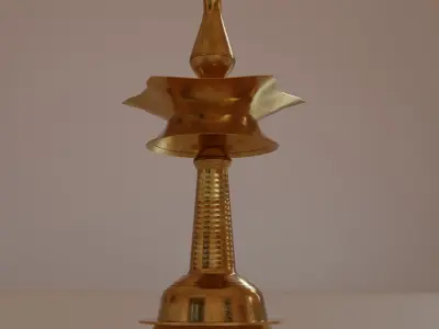 Traditional lamp of Kerala called Nilavilakk Or Floor lamp 3D model