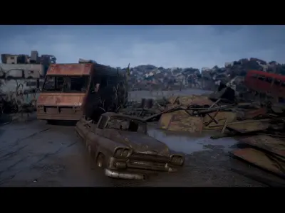 Junkyard Environment Low-poly 3D model