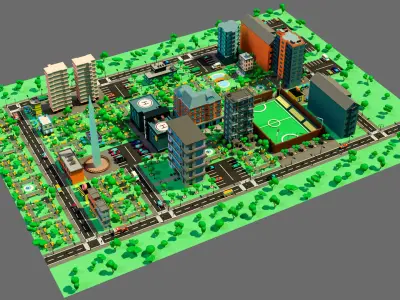 Low poly city Low-poly 3D model