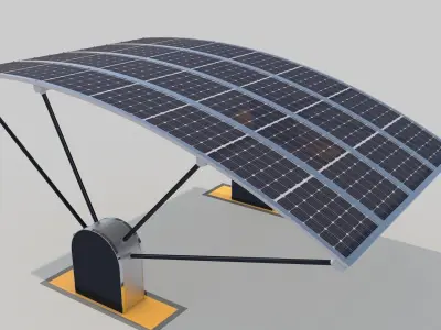 Outdoor Parking With Solar System 3D model