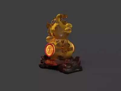 Chinese sand gold gourd  Low-poly 3D model