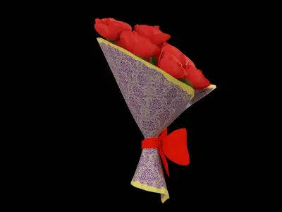 Red Flowers Bouquet Low-poly 3D model