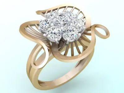  Mesh flower ring - Italian rings - Womens Rings - N6581 3D print model