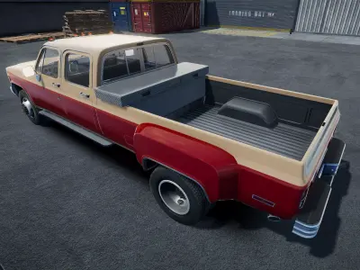 Crew cab pickup truck Unity 3d asset Low-poly 3D model