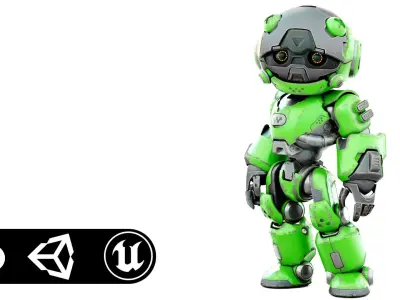 ROBO ZERO-D  Rigged for Unreal Engine - Unity - MIXAMO  3D model