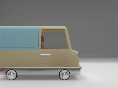 MiniTruck car with lights 3D model