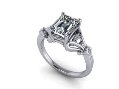 Vintage Emerald Cut Solitaire Fashion Classic Design Ring 3D print model