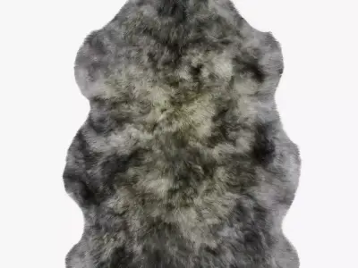 Luxe mist grey sheepskin rug 3D model