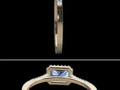 Dainty Emerald Halo Engagement Ring 3D print model