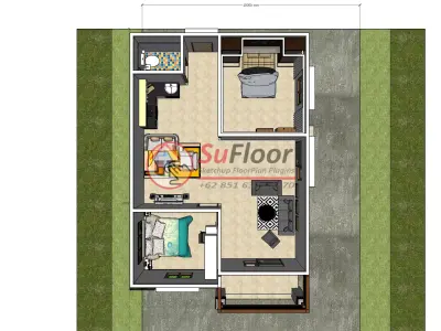 House 7x10m code 576 - Sketchup 3D model 3D model 3D model