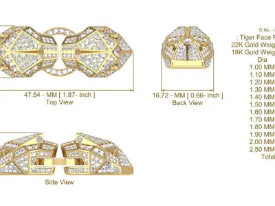 Tiger Face For Bracelet 3D print model