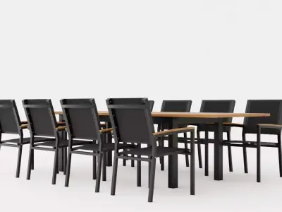 Twin dining set 8 Low-poly 3D model