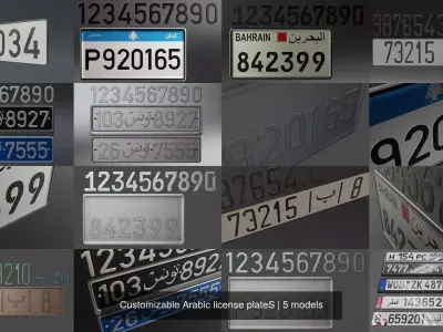Customizable Arabic license plateS 3D Model Pack