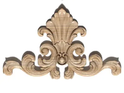 Cartouche-039 three ornate carvings 3D model
