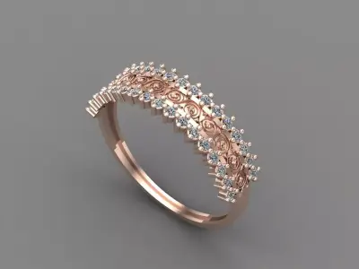 Womens Diamond Signet Ring Women Rings 3dmodels 3D print model 3D print model 21