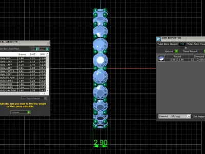 U Shaped Eternity Ring 2 point 9 mm stone size swiss 16 and EU56 3D print model