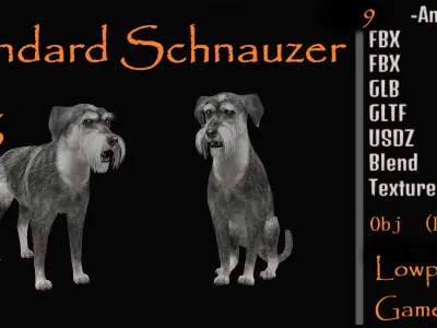 Standard Schnauzer Dog Low-poly 3D model