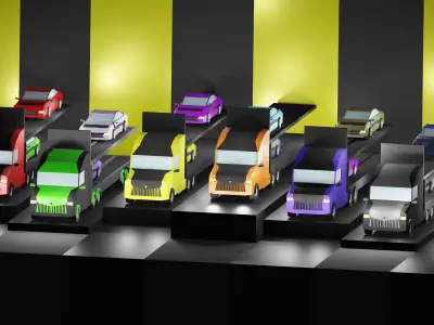 Lowpoly Vehicles - Part 3 - Trucks Low-poly 3D model