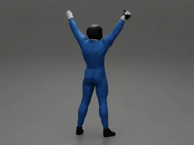 winning racing driver Celebrates his victory holding glasses 3D print model