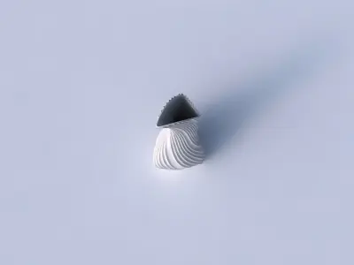 Vase puffy bent triangle with twisted extruded lines 3D print model purchase