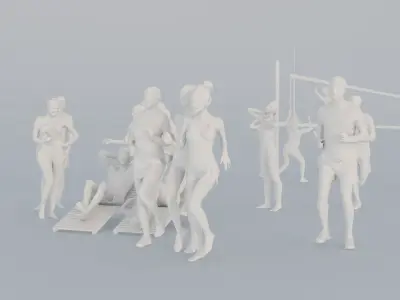 01 CROWDS BEACH SPORT SITTING PEOPLE SCANS MAN WOMAN 3D print model
