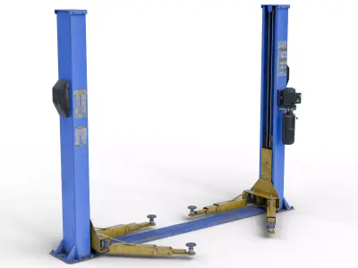 Realistic Worn Two Post Car Lift Low-poly 3D model