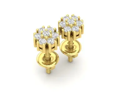 AV 333 Diamond Cluster Flower Stud Earrings 3D print model