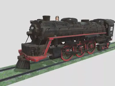 Steam Engine Train Wagon Low-poly 3D model