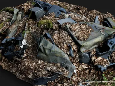 car parts junkyard forest trash PBR photogrammetry Low-poly 3D model