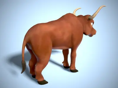 cartoon bull Low-poly 3D model