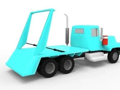 Game Blue Old Truck Low-poly 3D model