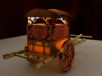 Chinese carriage Low-poly 3D model