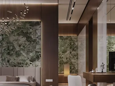 Modern Luxury Bedroom Interior Full Villa Suite Scene 3D model