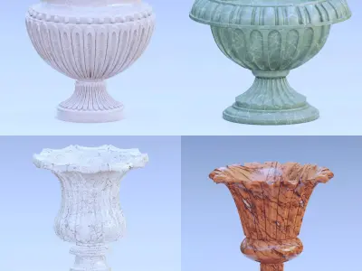 Garden urn planter collection 3D model