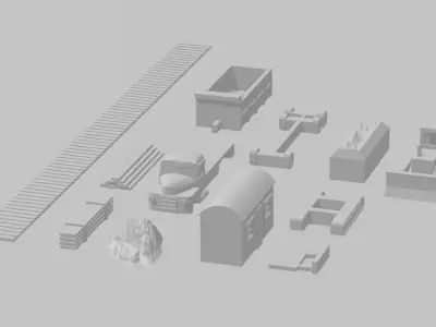 Construction Site Bulldozer Dumptruck Set by Outland Models 3D print model