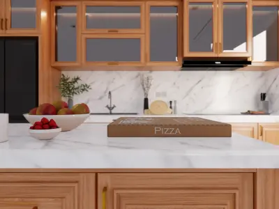 Timeless Wooden Kitchen Interior High Detail and Easy to Edit 3D model