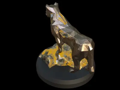 Steampunk Lioness Rock Low-poly 3D model