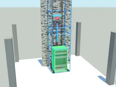Hydraulic Powered Wire rope Elevator  Low-poly 3D model