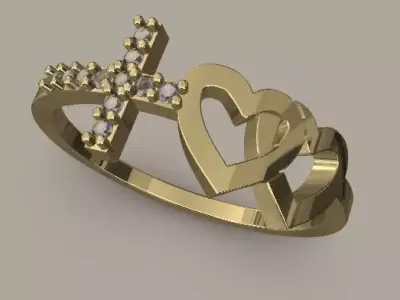 RING CROSS HEART 3D print model