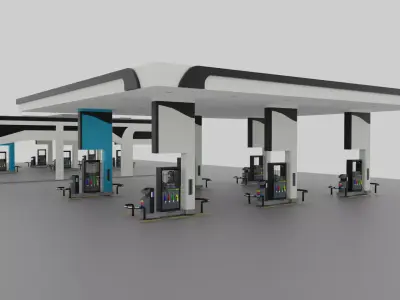 Gas station Low-poly 3D model