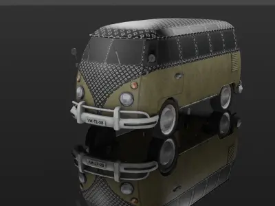 VW transporter T1 lowpoly personal car Low-poly 3D model