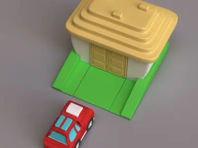Car and garage 3D model