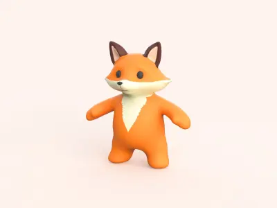 Little animal baby - Fox cute - Animated  Low-poly 3D model